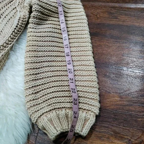 Free People Sweetheart Womens Small Chunky Rib Knit Pullover Sweater Sandcastle - Picture 10 of 10